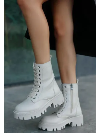 Flona Bej Cilt Bağcıklı Bot