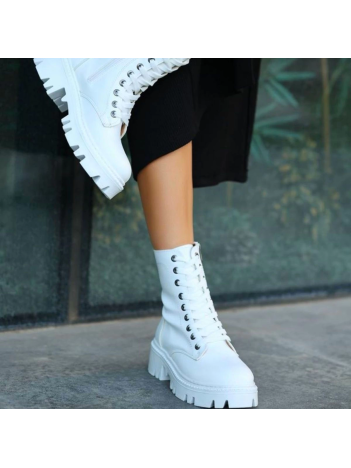 Flona Beyaz Cilt Bağcıklı Bot Flona Beyaz Cilt Bağcıklı Bot