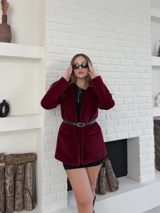 Fok Ceket Premıum Kalite Bordo St255860