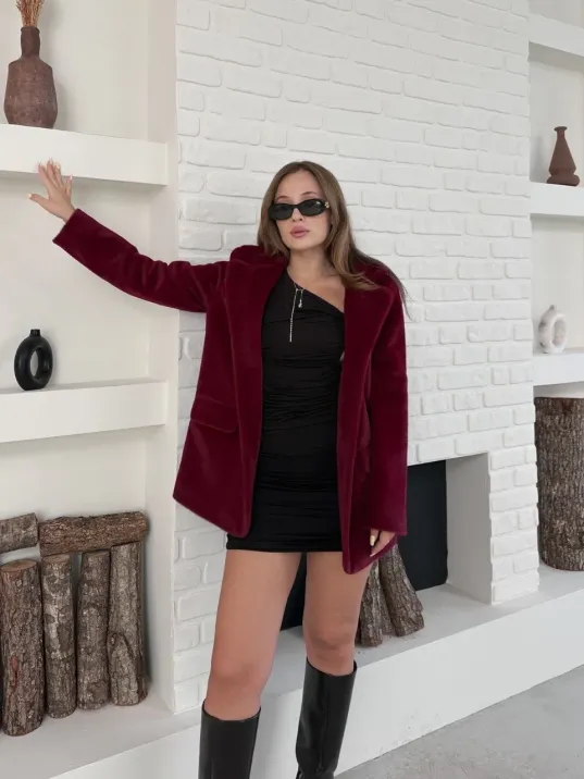 Fok Ceket Premıum Kalite Bordo St255860