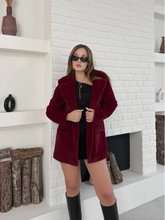 Fok Ceket Premıum Kalite Bordo St255860