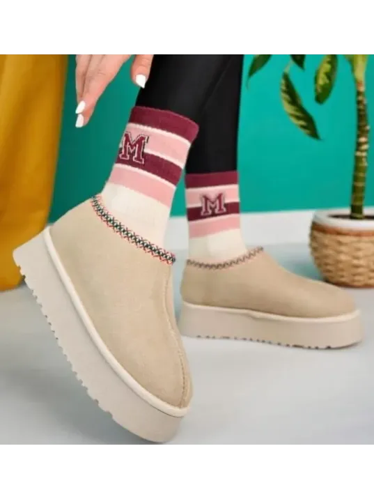 Foyk Bej Süet Bot Foyk Bej Süet Bot