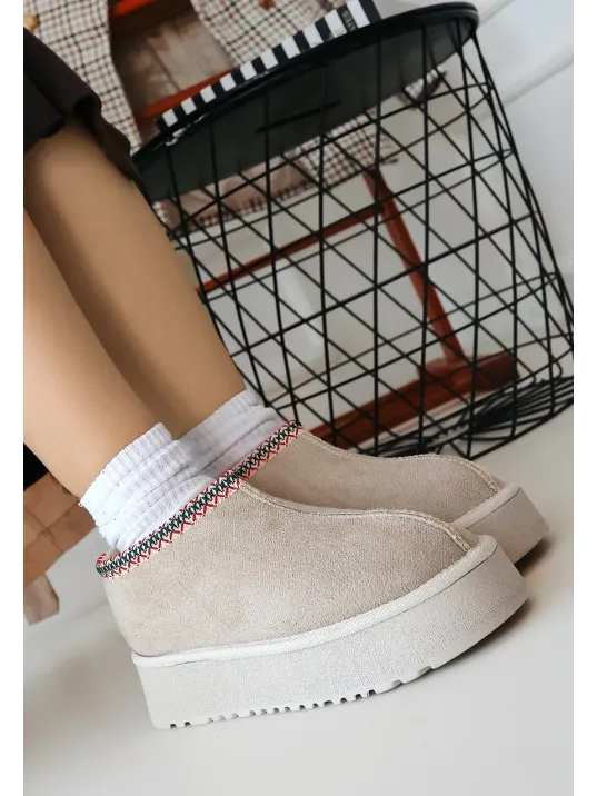 Foyk Bej Süet Bot Foyk Bej Süet Bot