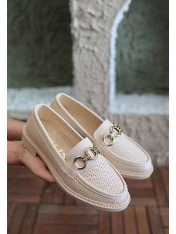 Fria Bej Cilt Babet Ayakkabı Fria Bej Cilt Babet Ayakkabı