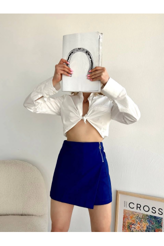 Gabardin fermuarlı şort etek S24906