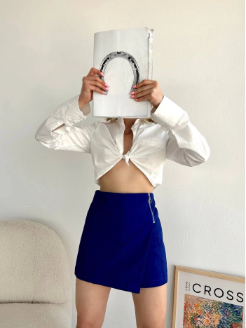 Gabardin fermuarlı şort etek S24906 Gabardin fermuarlı şort etek S24906