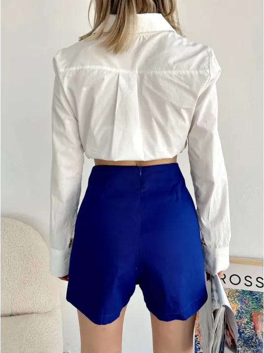 Gabardin Fermuarlı Şort Etek S24906