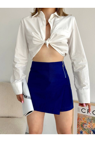 Gabardin fermuarlı şort etek S24906