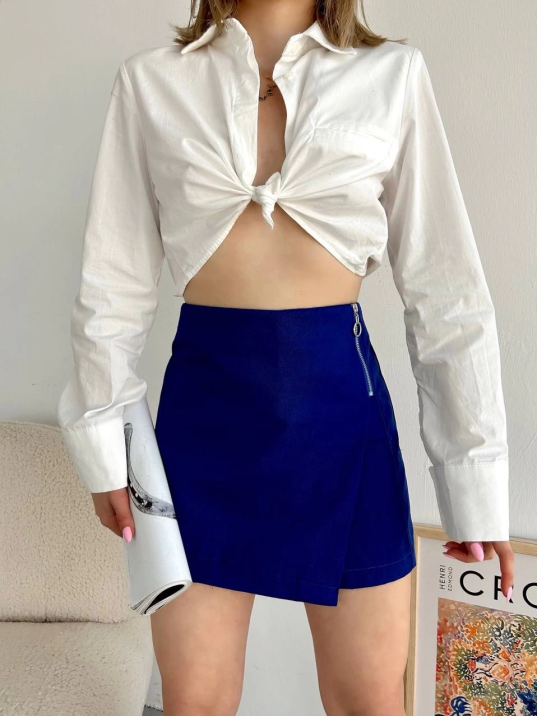 Gabardin fermuarlı şort etek S24906 Gabardin fermuarlı şort etek S24906