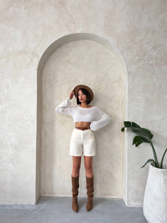 Gabardin kumaş şort Gabardin kumaş şort