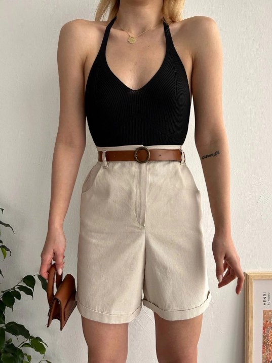 Gabardin kumaş şort Gabardin kumaş şort