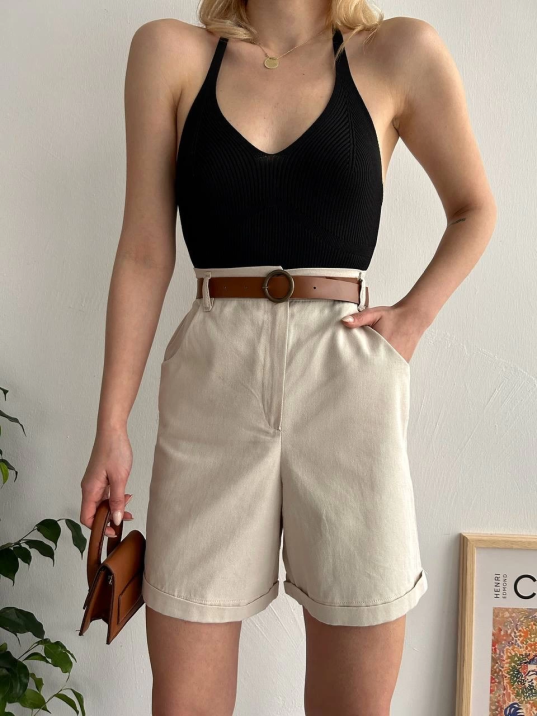 Gabardin kumaş şort Gabardin kumaş şort