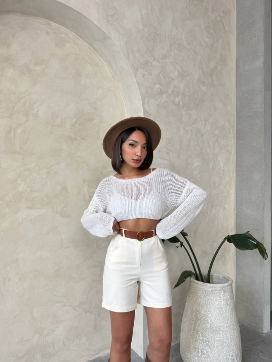 Gabardin kumaş şort Gabardin kumaş şort