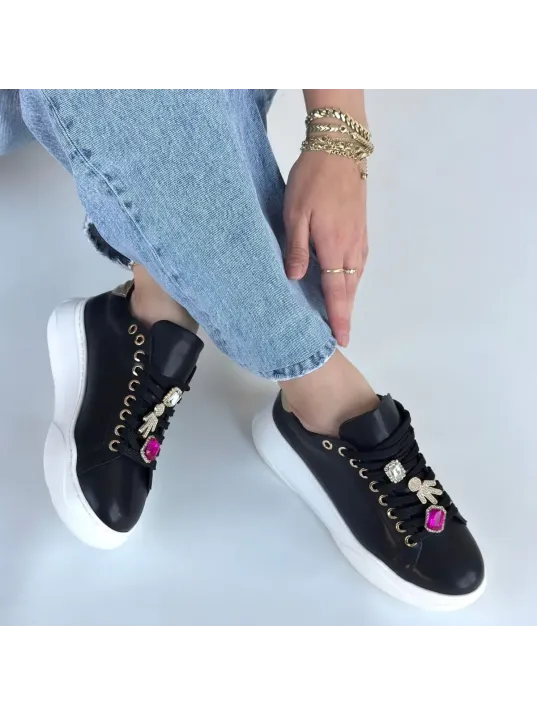 Gane Siyah Cilt Bağcıklı Spor Ayakkabı