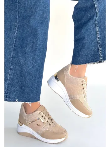 Geja Bej Cilt Bağcıklı Spor Ayakkabı