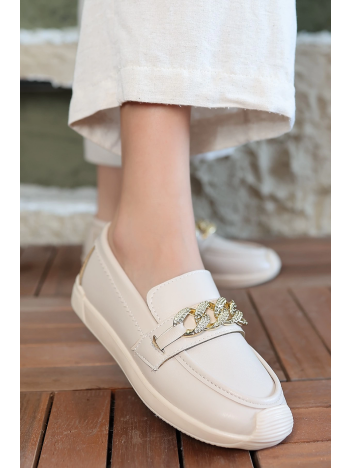 Giwa Bej Cilt Babet Ayakkabı Giwa Bej Cilt Babet Ayakkabı