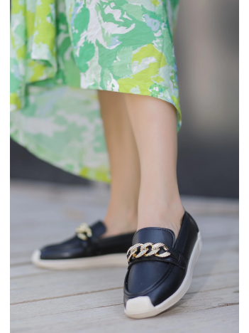 Giwa Siyah Cilt Babet Ayakkabı