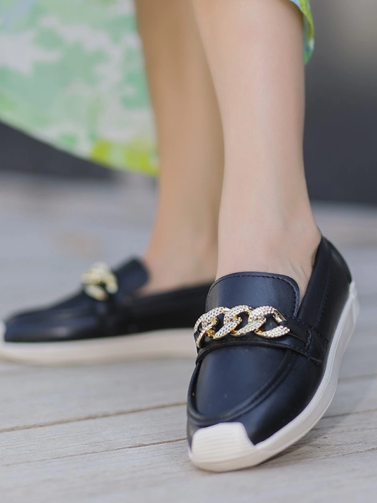 Giwa Siyah Cilt Babet Ayakkabı Giwa Siyah Cilt Babet Ayakkabı