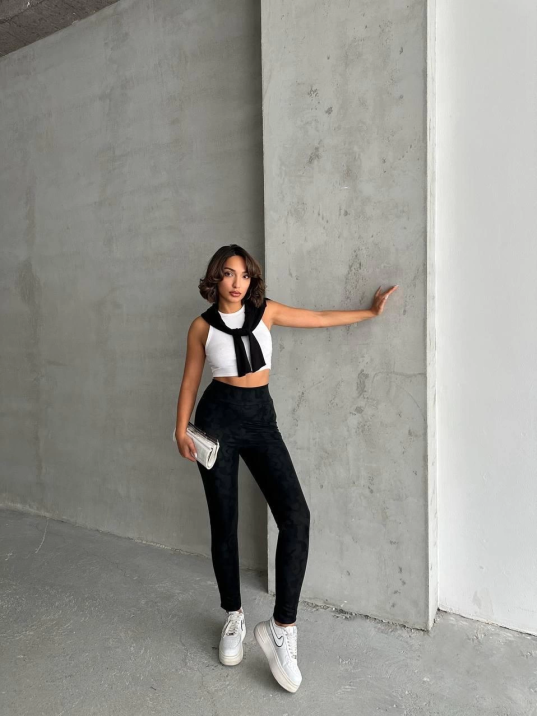 Gizli yan fermuarlı bulut desenli tayt siyah h248638 Gizli yan fermuarlı bulut desenli tayt siyah h248638