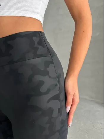 Gizli Yan Fermuarlı Bulut Desenli Tayt Siyah H248638