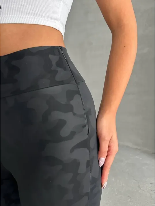 Gizli Yan Fermuarlı Bulut Desenli Tayt Siyah H248638