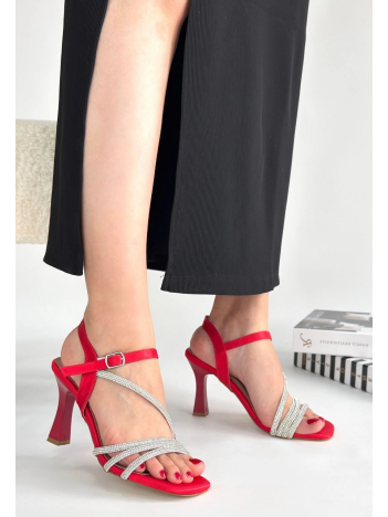 Gloria Kırmızı Saten Topuklu Ayakkabı