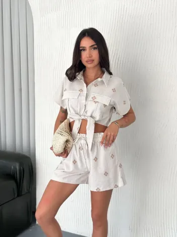 Gömlek Şort Keten Takım S1052-1056