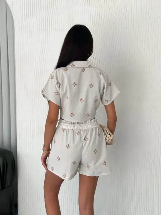 Gömlek Şort Keten Takım S1052-1056