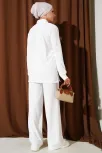 Gömlek Yaka Fitilli Salaş İkili Takım Beyaz T4300