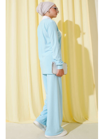 Gömlek Yaka Fitilli Salaş İkili Takım Buz Mavisi T4300