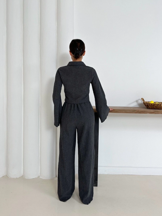 Gömlek yaka kaplama düğmeli takım antrasit st265866 Gömlek yaka kaplama düğmeli takım antrasit st265866