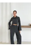 Gömlek Yaka Kaplama Düğmeli Takım Antrasit St265866
