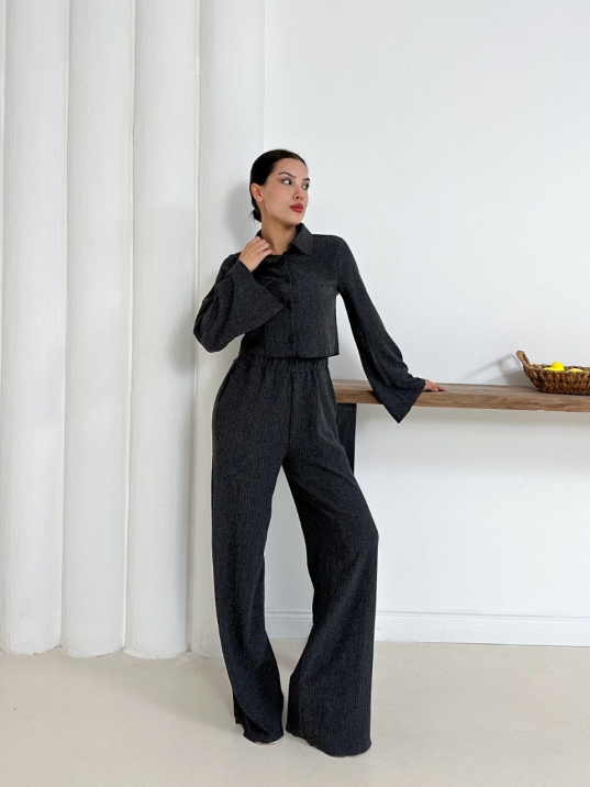 Gömlek yaka kaplama düğmeli takım antrasit st265866 Gömlek yaka kaplama düğmeli takım antrasit st265866