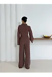 Gömlek Yaka Kaplama Düğmeli Takım Kahve St265866