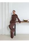 Gömlek Yaka Kaplama Düğmeli Takım Kahve St265866
