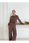 Gömlek Yaka Kaplama Düğmeli Takım Kahve St265866