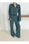Gömlek Yaka Kaplama Düğmeli Takım Petrol Yeşili St265866