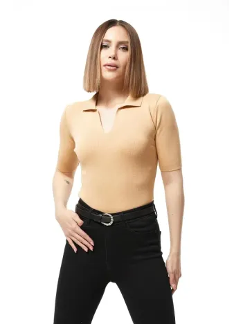 Gömlek Yaka Yazlık Triko Bluz