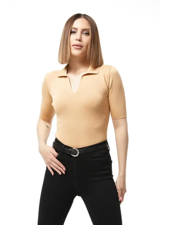 Gömlek Yaka Yazlık Triko Bluz