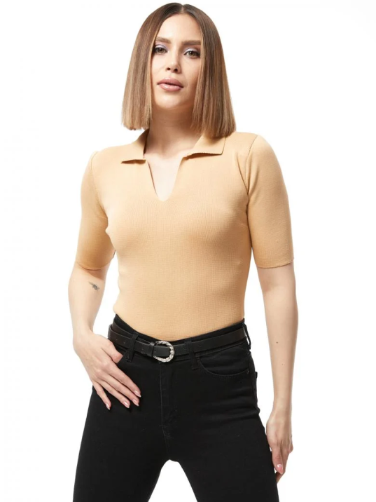 Gömlek yaka yazlık triko bluz Gömlek yaka yazlık triko bluz