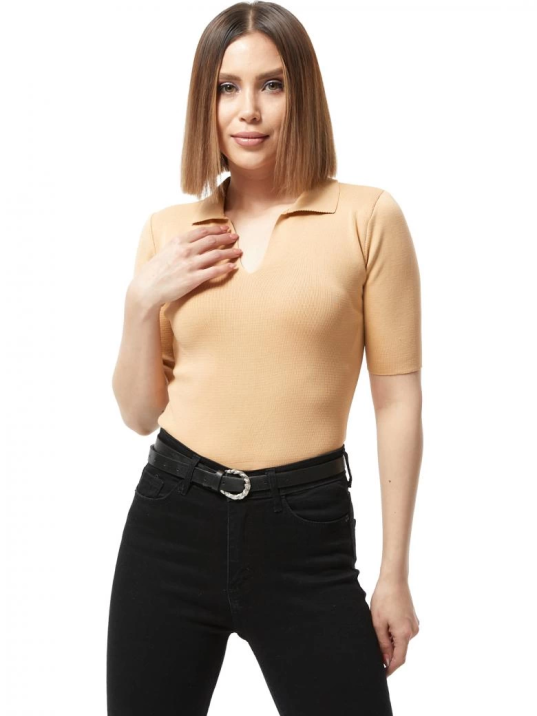 Gömlek yaka yazlık triko bluz Gömlek yaka yazlık triko bluz