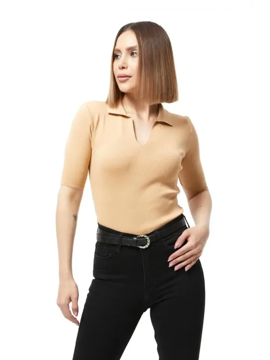 Gömlek Yaka Yazlık Triko Bluz