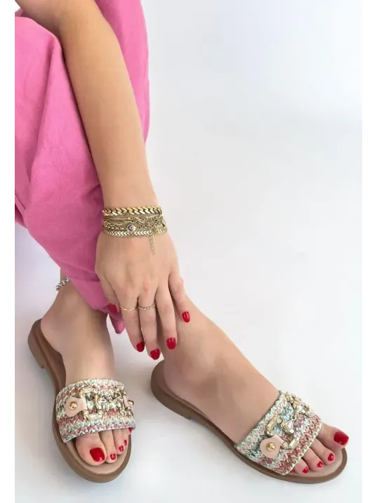 Gonne Renkli Hasır Dokuma Terlik