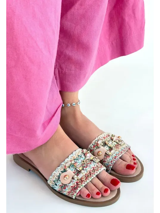 Gonne Renkli Hasır Dokuma Terlik