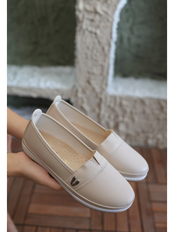 Gtay Bej Cilt Babet Ayakkabı Gtay Bej Cilt Babet Ayakkabı