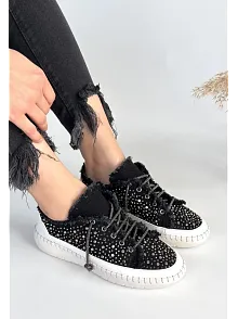 Guji Siyah Kot Bağcıklı Spor Ayakkabı