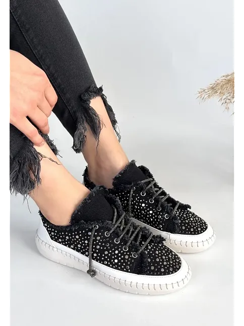 Guji Siyah Kot Bağcıklı Spor Ayakkabı