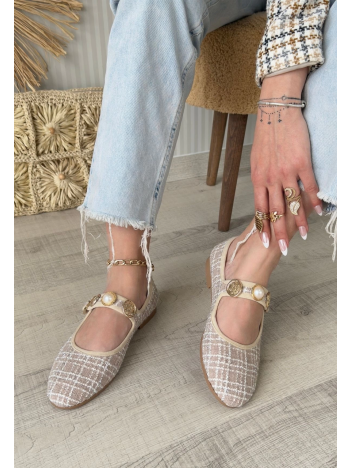 Hante Bej Keten Taşlı Babet Ayakkabı
