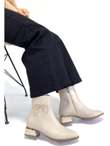 Harly Bej Cilt Topuklu Bot