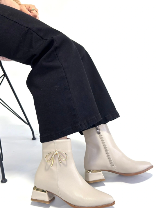 Harly Bej Cilt Topuklu Bot